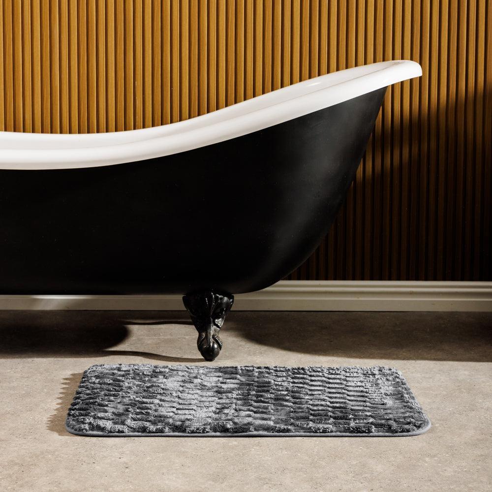 Brooklyn Jacquard Memory Foam Bathroom Mat Dark Grey 2 Piece