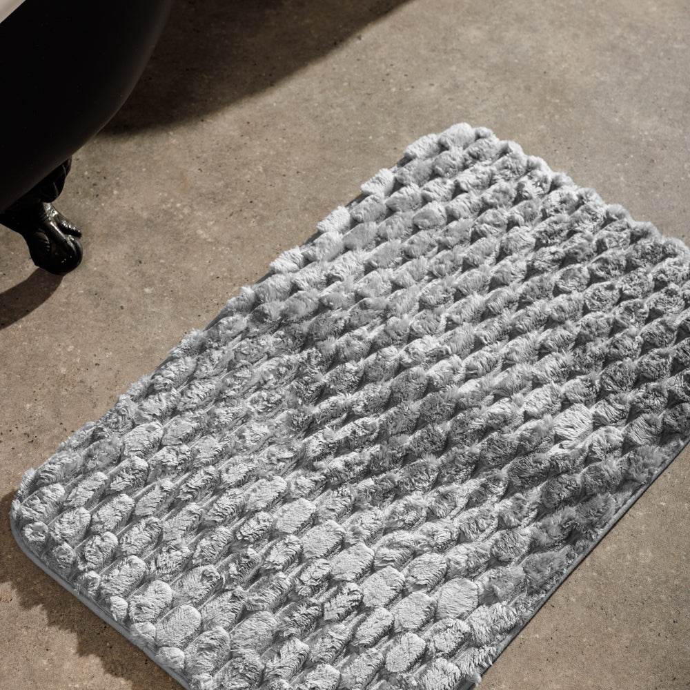 Brooklyn Jacquard Memory Foam Bathroom Mat Light Grey 2 Piece