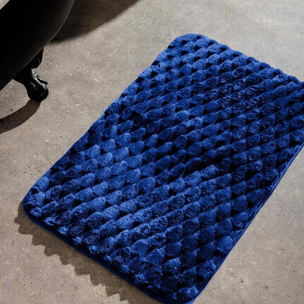 Brooklyn Jacquard Memory Foam Bathroom Mat Navy 2 Piece