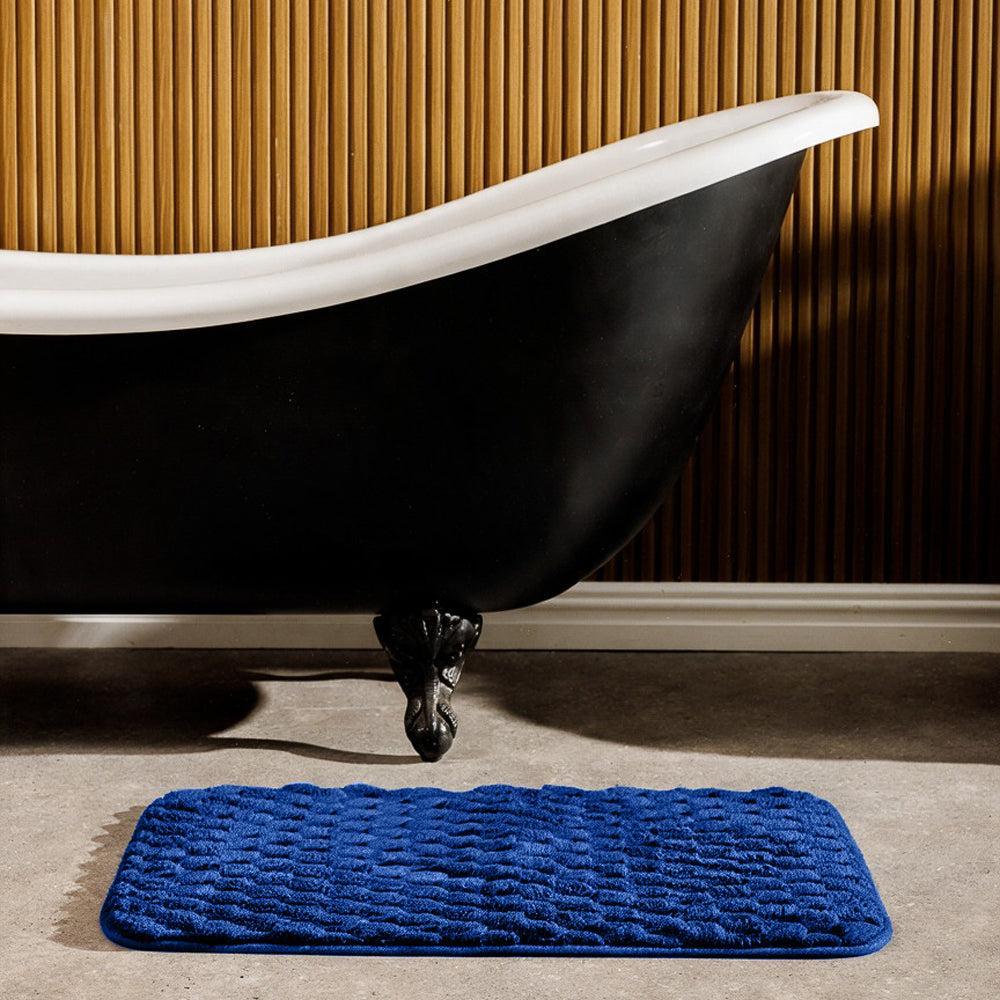 Brooklyn Jacquard Memory Foam Bathroom Mat Navy 2 Piece