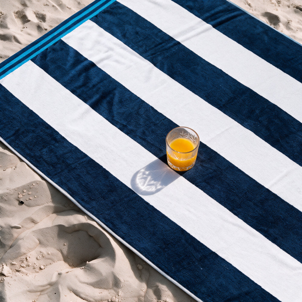 Cotton Collection Jacquard Beach Towel Blue Stripe