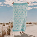 Cotton Collection Jacquard Beach Towel Duck Egg