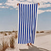 Cotton Collection Jacquard Beach Towel Royal Blue Stripe