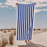 Cotton Collection Jacquard Beach Towel Royal Blue Stripe