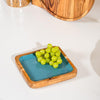 Acacia Wood Square Server Aqua