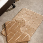 Athens Memory Foam Bathroom Mat Beige 2 Piece