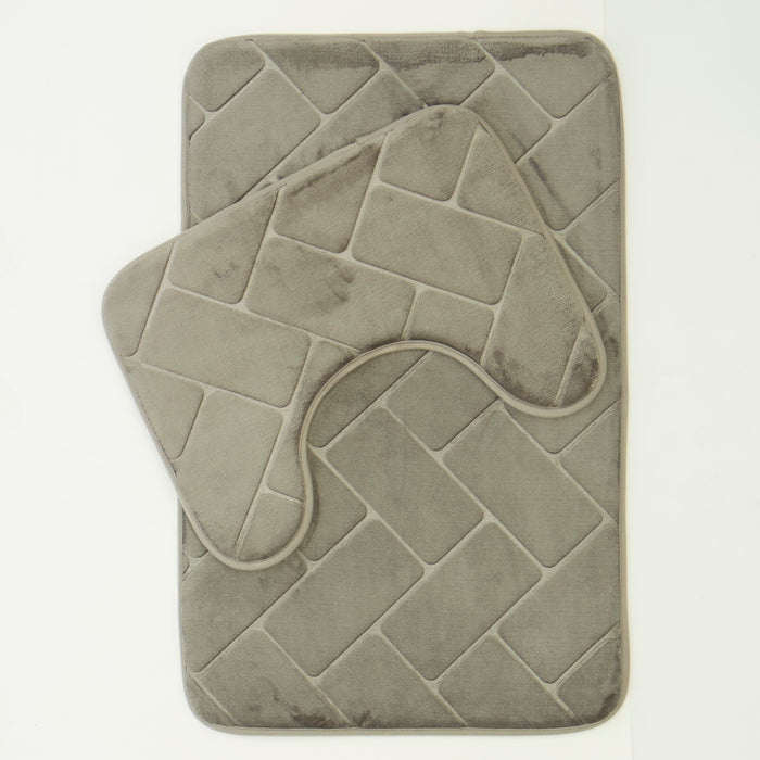 Two Piece Athens Memory Foam Mat - Light Grey