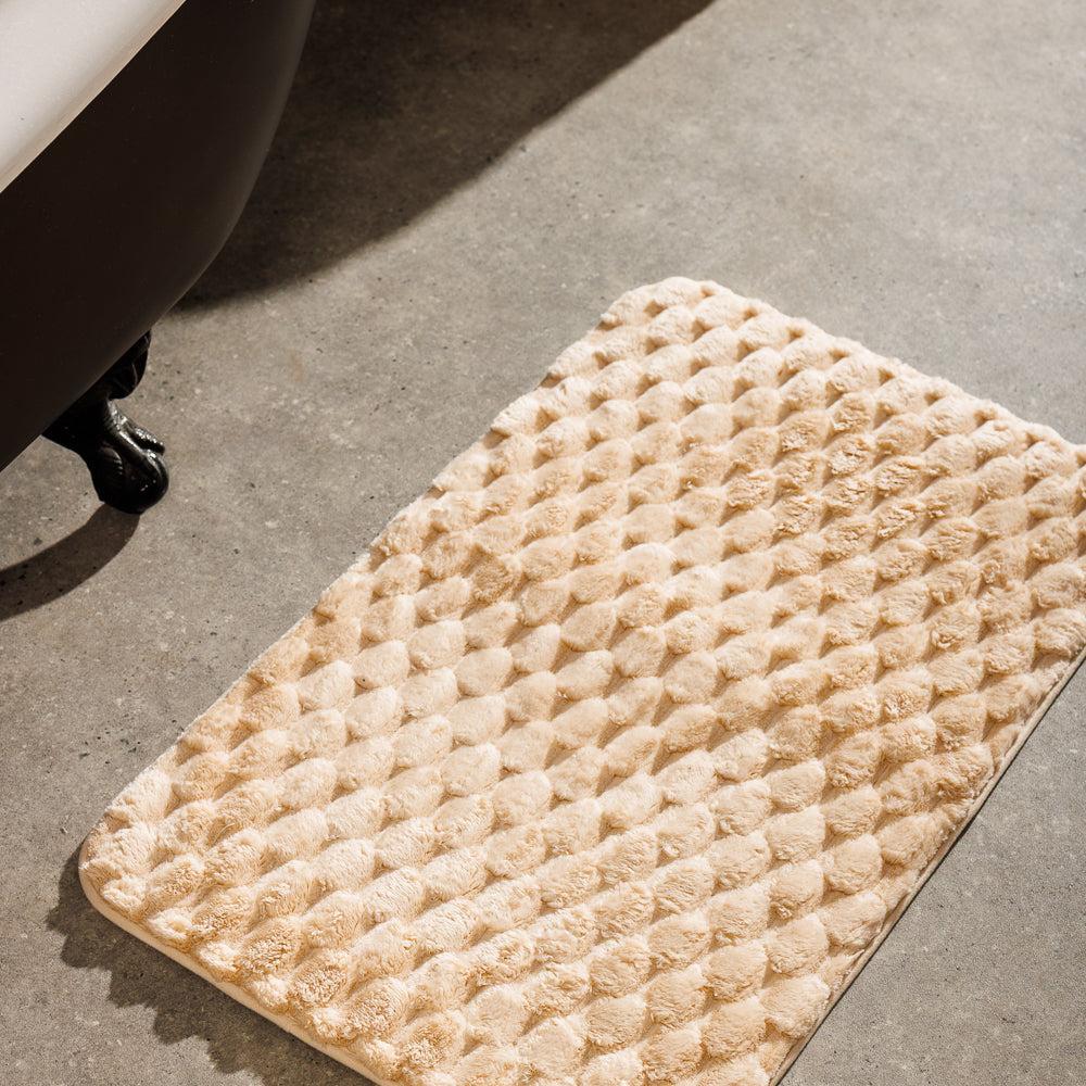 Brooklyn Jacquard Memory Foam Bathroom Mat Beige 2 Piece-Bath Mats