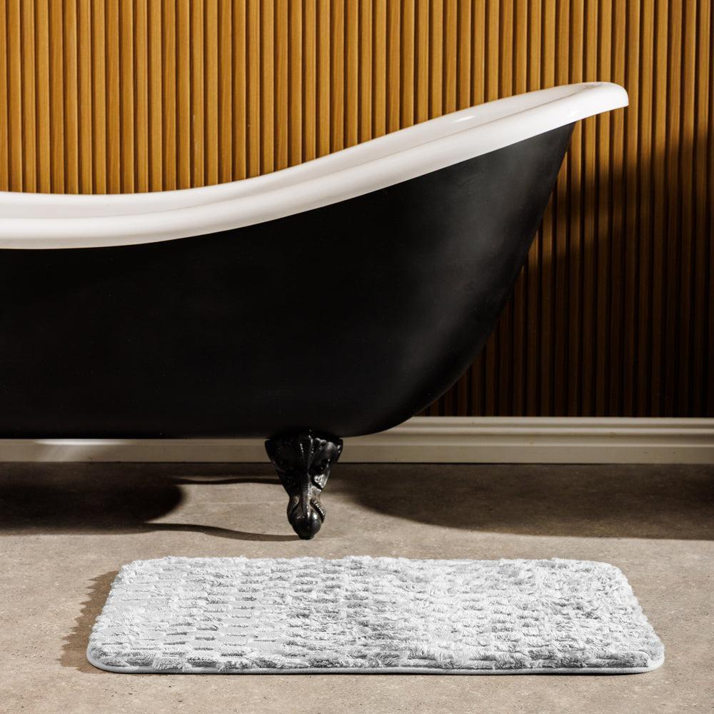 Brooklyn Jacquard Memory Foam Bathroom Mat Light Grey 2 Piece-Bath Mats