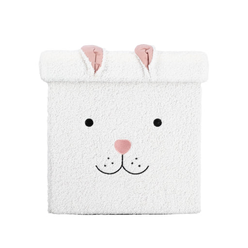 Bunny Storage Stool - White & Pink-Storage Ottomans-Little Whitehouse