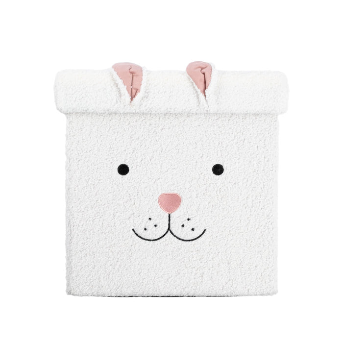 Bunny Storage Stool - White & Pink-Storage Ottomans-Little Whitehouse