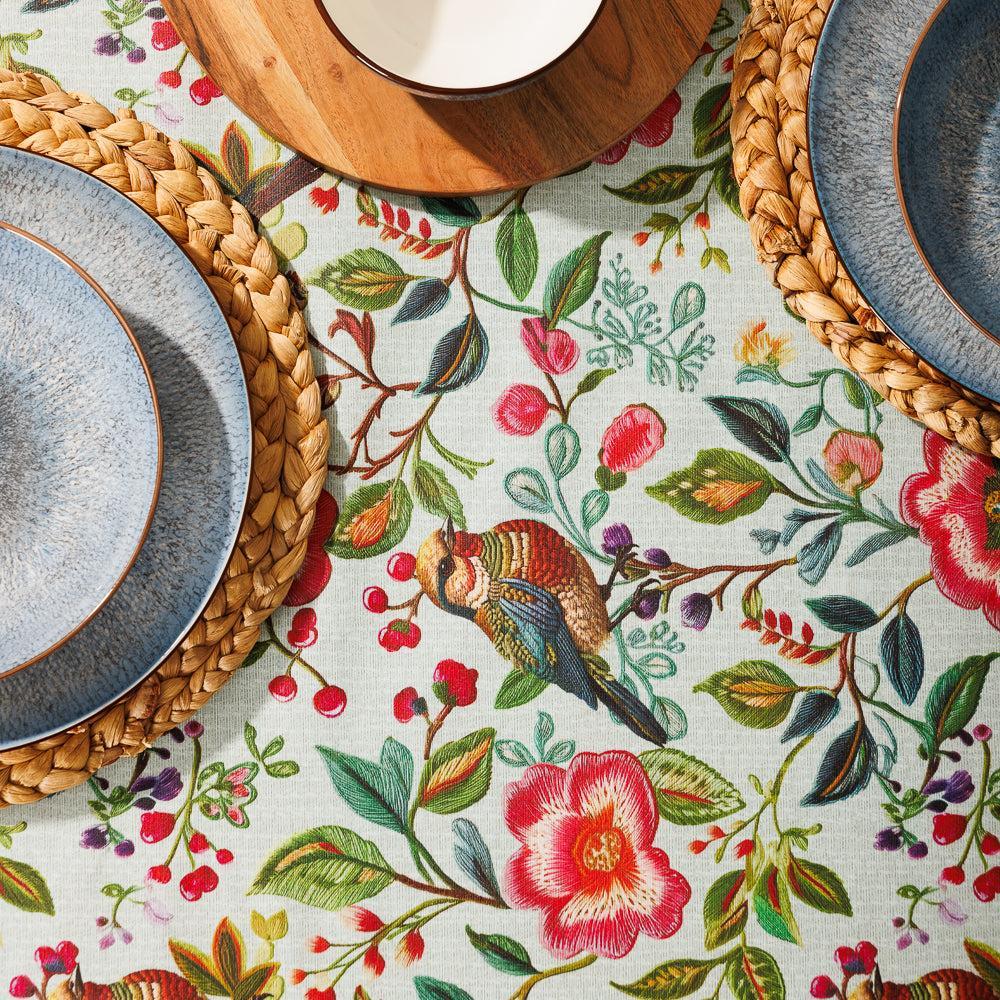 Carmel Designer Birdsong Bloom Tablecloth Aquifer-Tablecloths