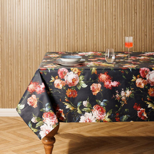 Carmel Designer Bloom Noir Tablecloth Noir-Tablecloths