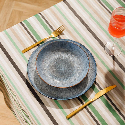 Carmel Designer Meadow Stripe Tablecloth Tea Green-Tablecloths