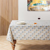 Carmel Designs Handcrafted Check Tablecloth Neutral Stone
