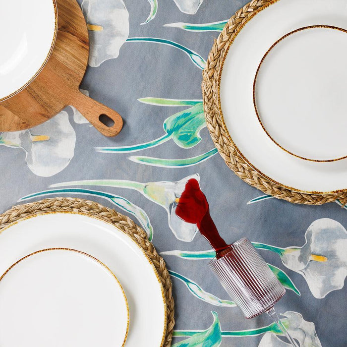 Carmel Designs Tablecloth Arum Lillies Light Grey-Tablecloths