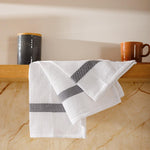 Caterers Choice Honeycomb Weave Kitchen Towel Set White with Grey Stripe 2 Pack