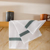 Caterers Choice Honeycomb Weave Kitchen Towel Set White with Moss Stripe 2 Pack
