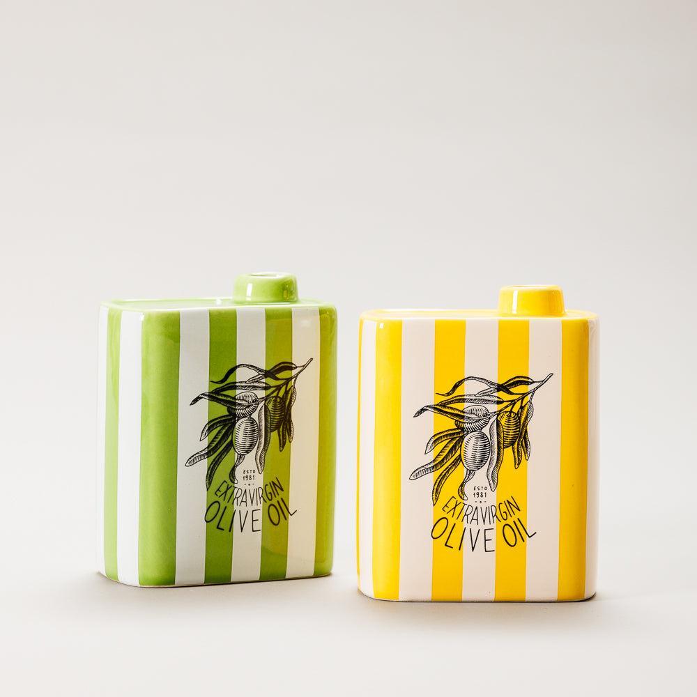 Ceramic Vase Striped Green-Vases