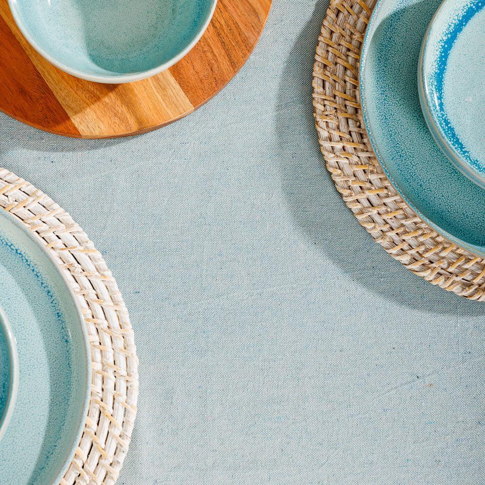 Chambray Cotton Tablecloth Duck Egg-Tablecloths