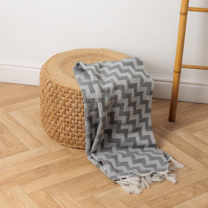 Chevron Jacquard Throw - Grey-Throw