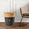 Conical Bulrush and Paper Basket Black