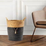 Conical Bulrush and Paper Basket Black