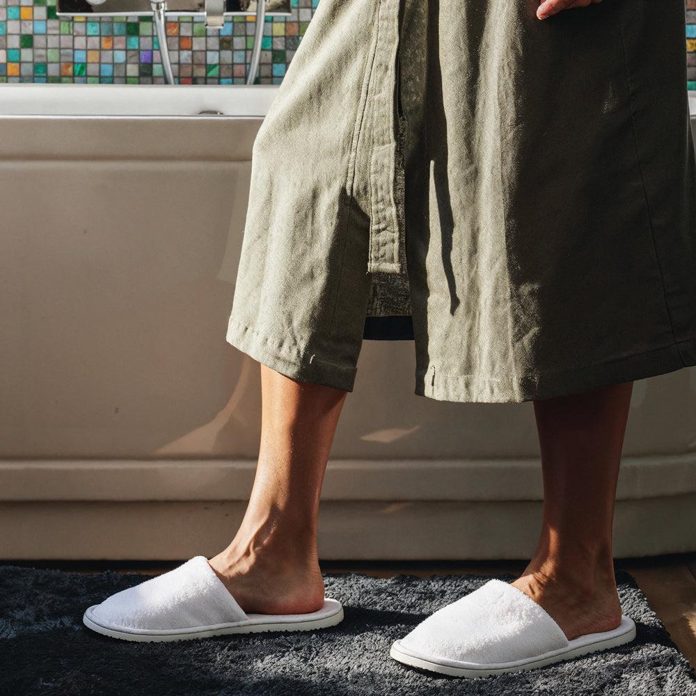 Coral Fleece Hotel Slippers Closed-toe White-Guest Amenities