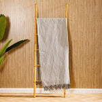 Cotton Bay Bengal Stripe 100% Cotton Cover Throw Black