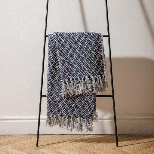 Cotton Bay Big Weave Throw Blue Grey-Throws