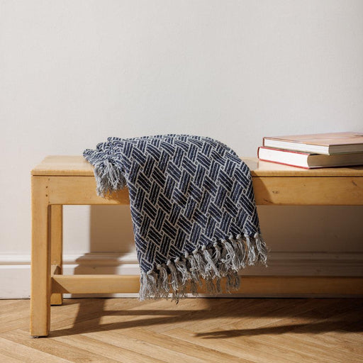 Cotton Bay Big Weave Throw Blue Grey-Throws