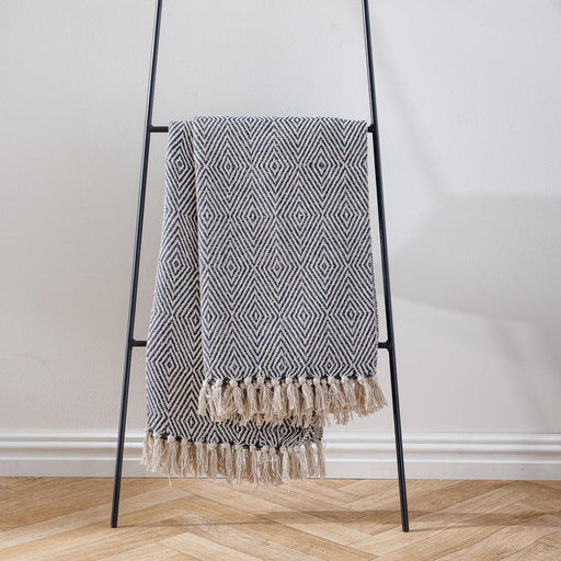Cotton Bay Geo Diamond Throw Ash Grey-Throws