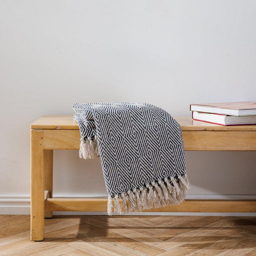 Cotton Bay Geo Diamond Throw Ash Grey-Throws