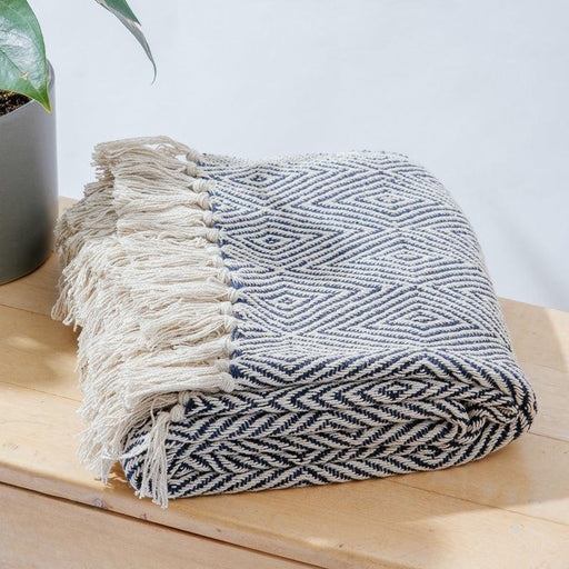 Cotton Bay Geo Diamond Throw - Navy-THROW