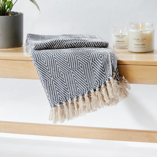 Cotton Bay Geo Diamond Throw - Navy-THROW