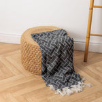 Cotton Bay Geometric Lined Jacquard Throw Black