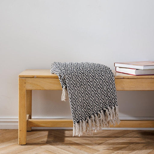 Cotton Bay Maxi Diamond Throw Black-Throws