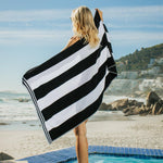 Cotton Bay Miami Cabana Beach Towel Black