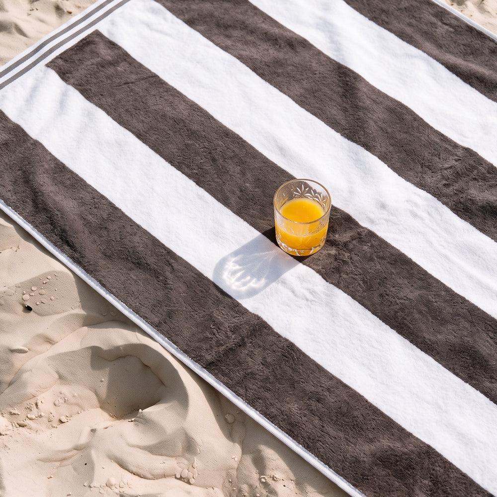 Cotton Bay Miami Cabana Beach Towel Charcoal-Beach Towels