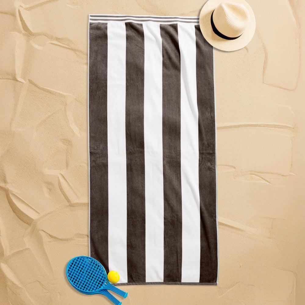 Cotton Bay Miami Cabana Beach Towel Charcoal-Beach Towels