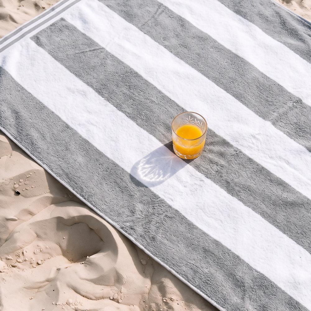 Cotton Bay Miami Cabana Beach Towel Light Grey-Beach Towels