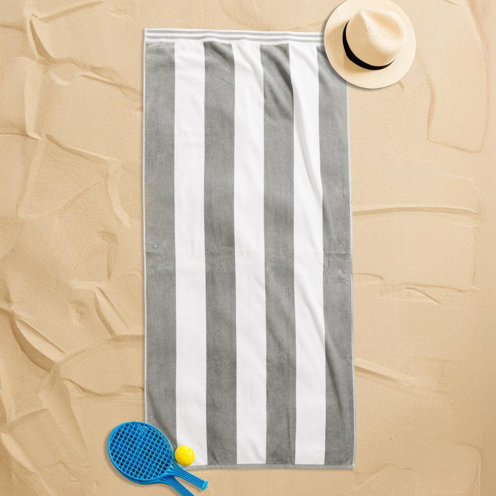 Cotton Bay Miami Cabana Beach Towel Light Grey-Beach Towels