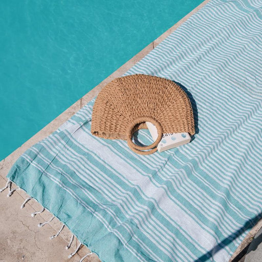 Cotton Bay Multi Stripe Backed Fouta - Sea Green