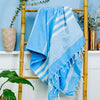 Cotton Bay Multi Stripe Backed Fouta Turquoise