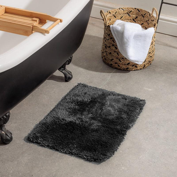 Cotton Bay Non-Slip Silky Mat - Jet Black-Bath Mat