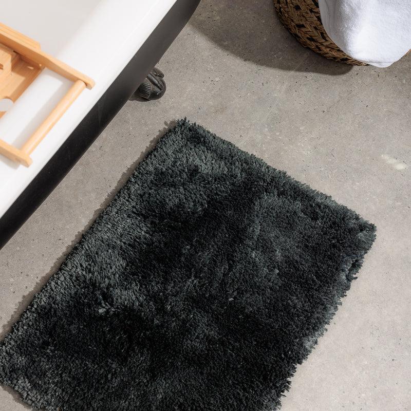 Cotton Bay Non-Slip Silky Mat - Jet Black-Bath Mat