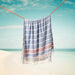Cotton Bay Solid Fouta Basic Stripe Blue and Red-Foutas