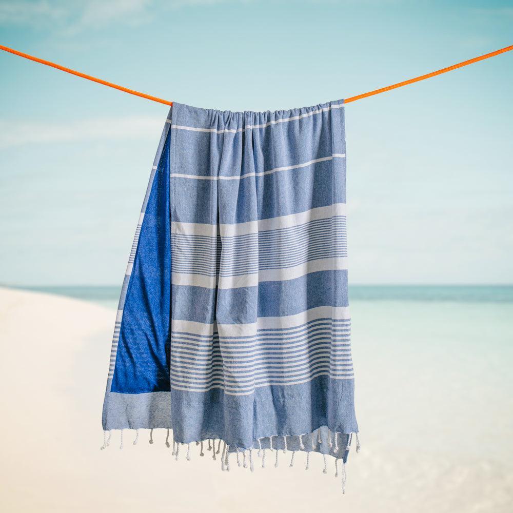 Cotton Bay Solid Fouta Basic Stripe Light Blue-Foutas