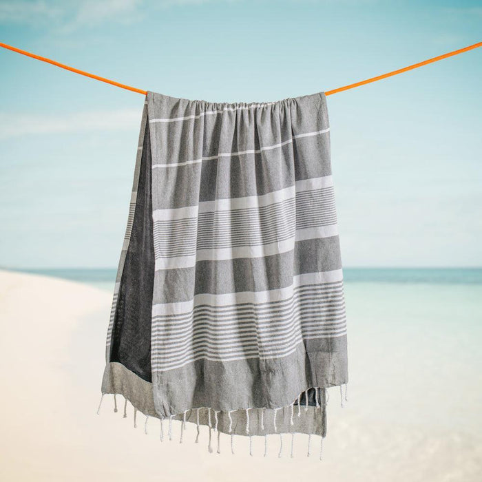Cotton Bay Solid Fouta Basic Stripe Light Grey-Foutas