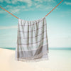 Cotton Bay Solid Fouta Multi Stripe Charcoal and Duck Egg